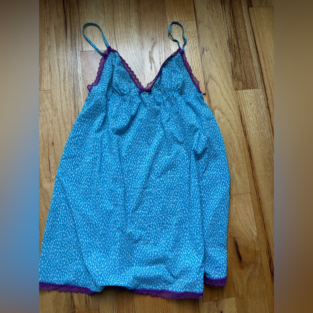 Victoria's Secret Blue Chemise with Purple Trim